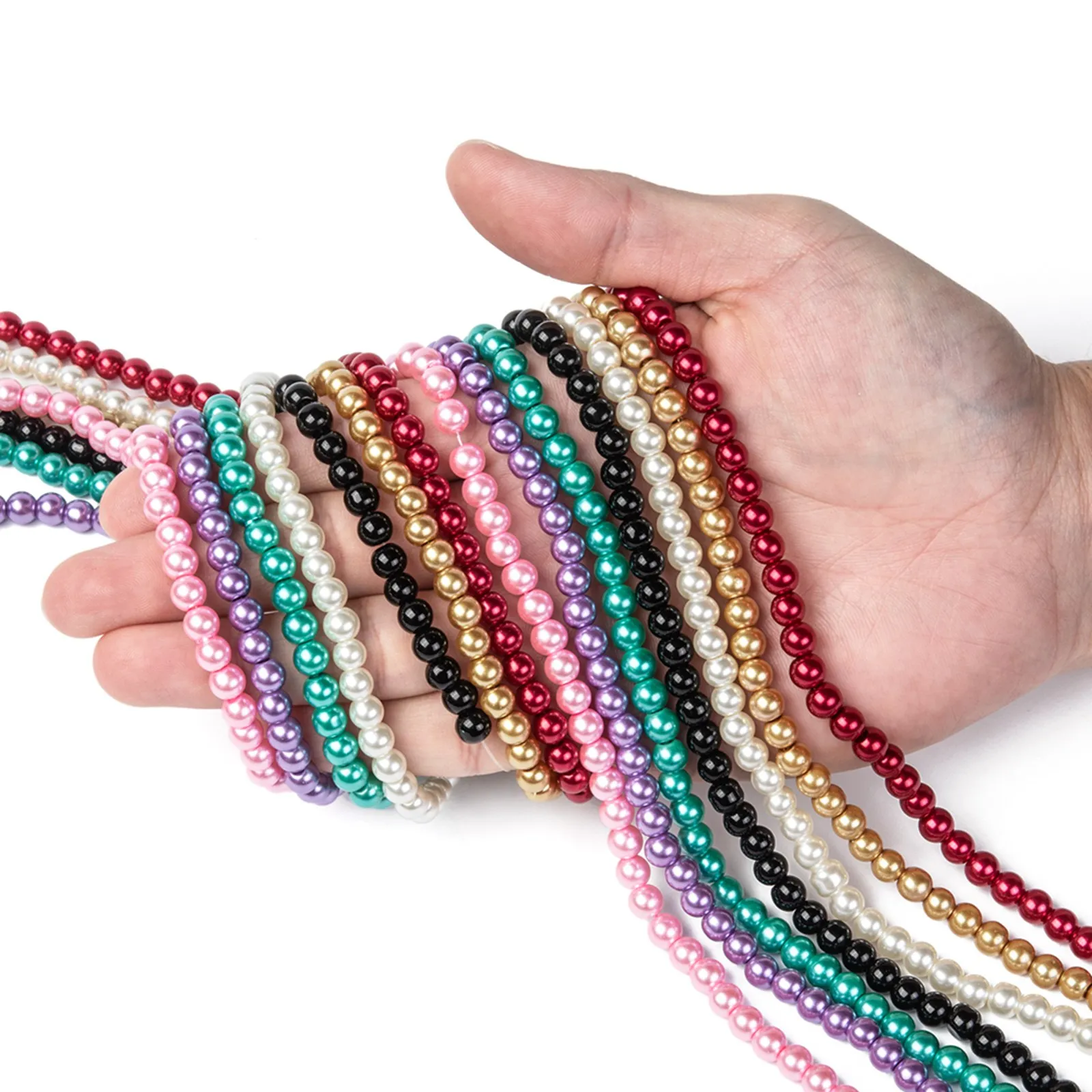 10/20 Strand Round Glass Pearl Beads Strand Mixed Color Pearlized Bead for DIY Jewelry Making Beading Supplies 4/6/8/10mm