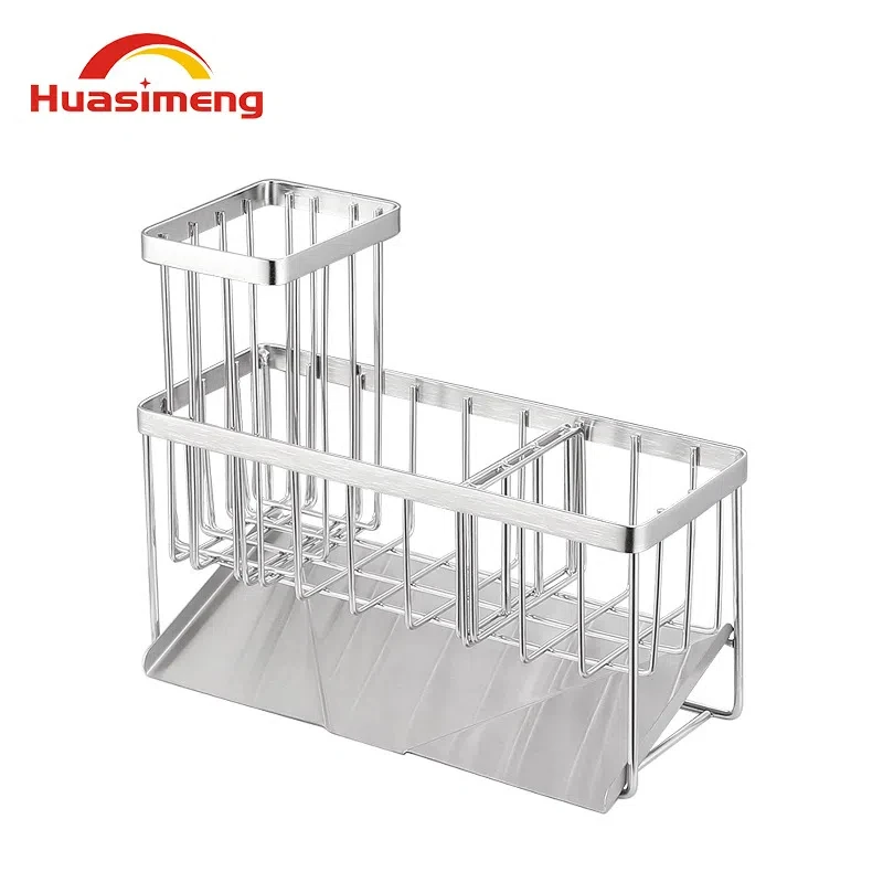 304 Stainless Steel Household Multifunctional Drainage Storage Rack Kitchen Sink Hand Soap Steel Wire Ball Cloth Storage Basket