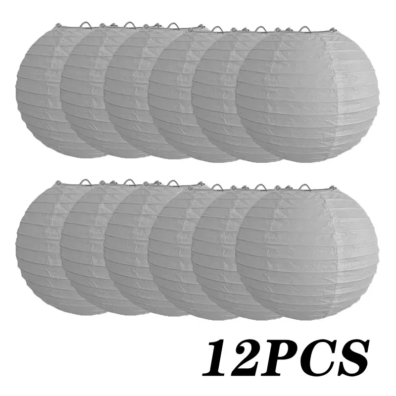 12PCS White Paper Lanterns Hanging Round Paper Lanterns Decoration Chinese for Celebration Party（10cm，20cm，30cm） paper lantern