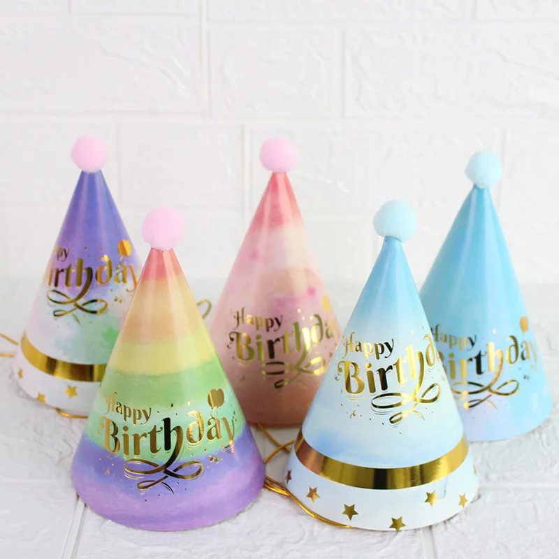 Party Hat Birthday Crown 5PCS Paper Cone Birthday Hats for Party Decorations
