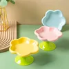 Pet Bowl Ceramic Flower Design Cat Food Bowl High Foot Water Plate Snack Dish with Stand for Neck Protection Drinking Water 2