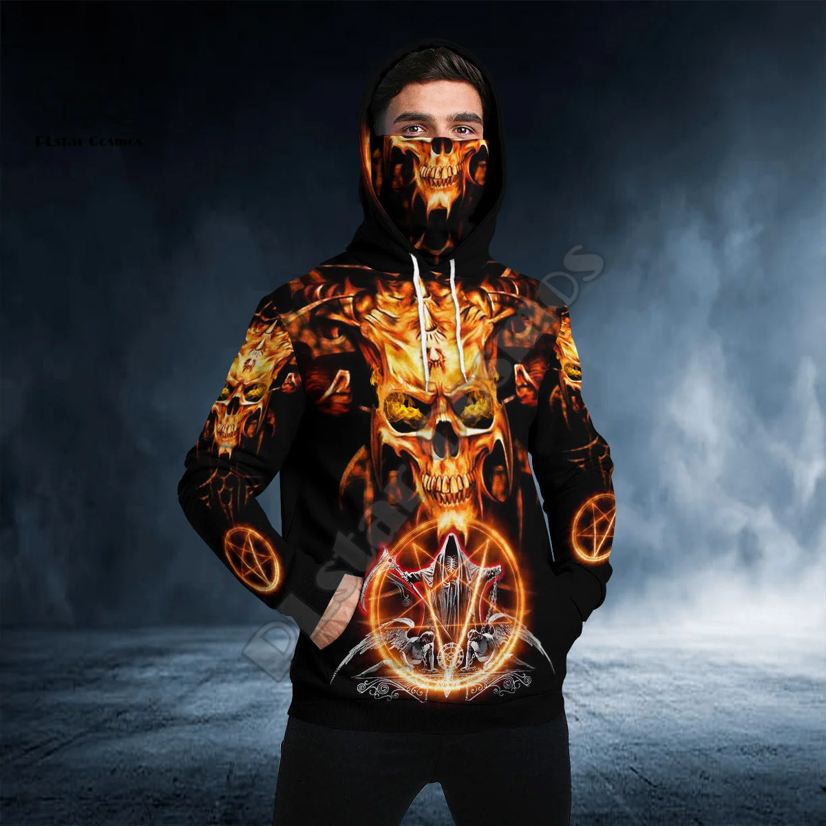 Newest Cosplay Reaper Ghost Gothic Skull Satan Baphomet Devil Retro 3DPrint Men/Women Harajuku Winter Hoodie Mask Casual Funny 2