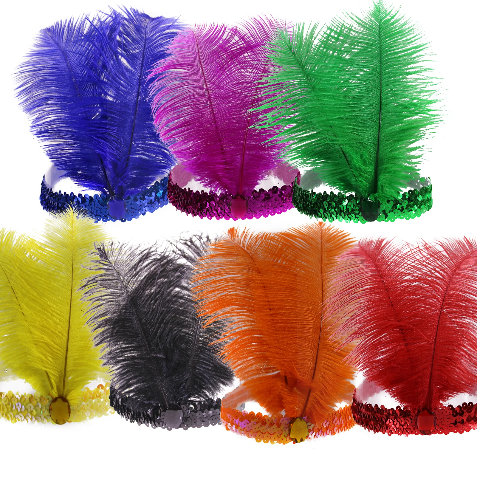 

Feather Headband Indian Carnival Dance Headdress Head Wear Ostrich Performance Prom Props Headband Headband Hair Accessories