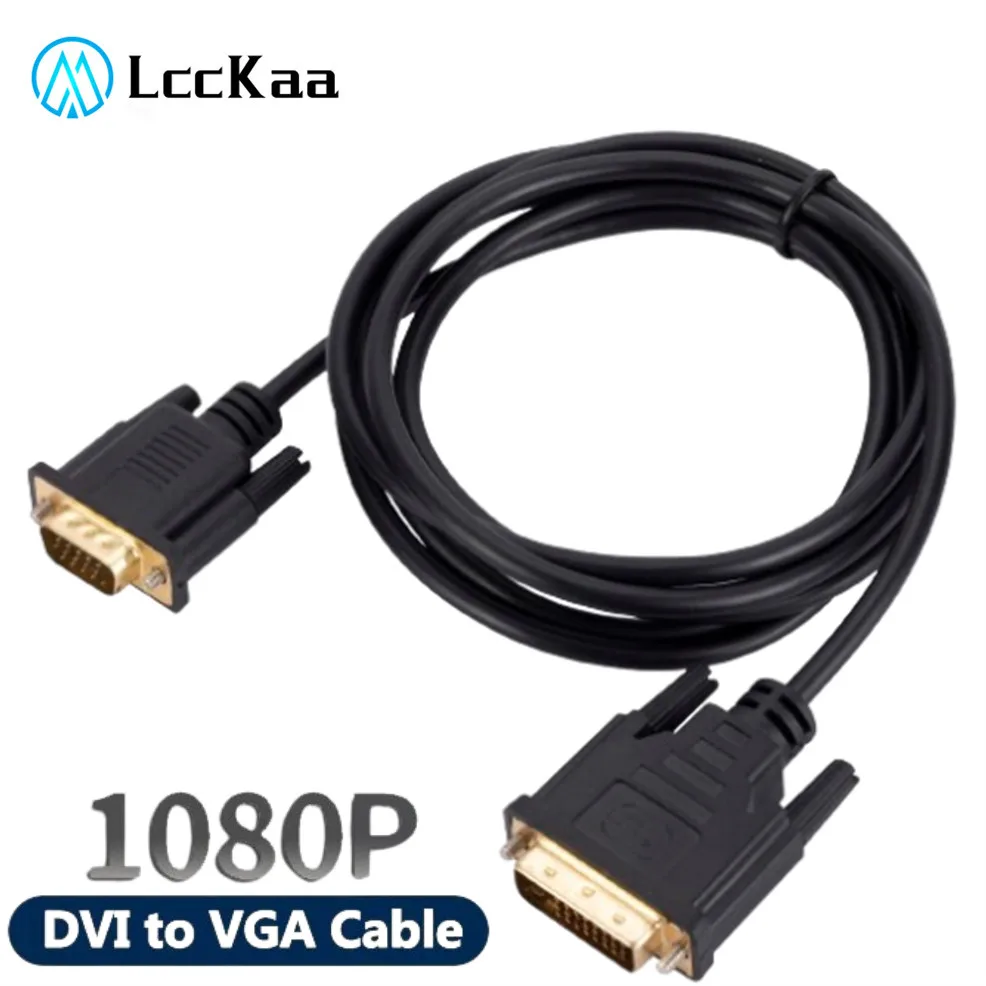 

24+1 DVI Male to VGA Male Converter Cable DVI To VGA Adapter Support 1080P 24+5 DVI To VGA Cable For PC HDTV Projector Adapter