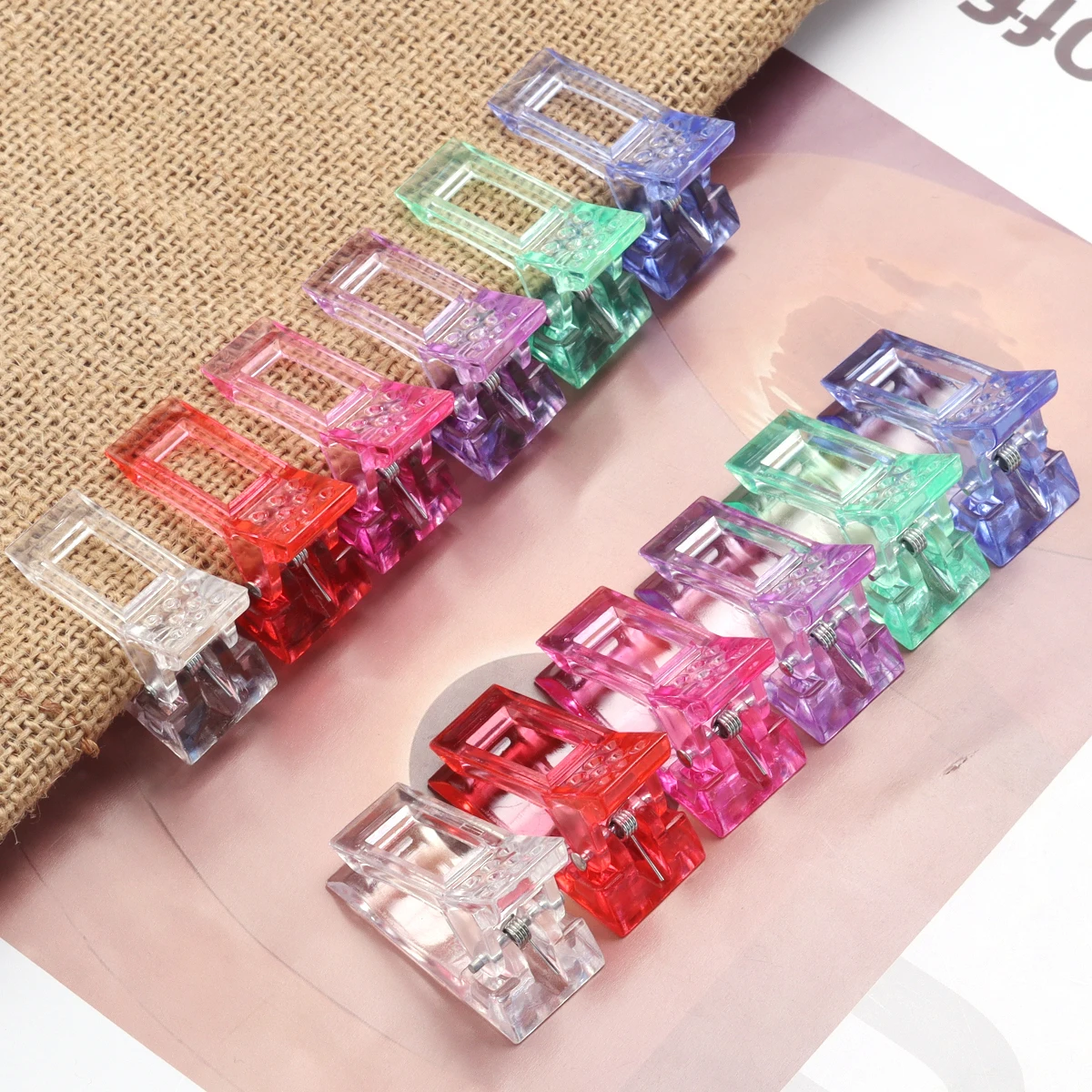 플라스틱 패치워크 재봉용 혼합 색상 플라스틱 클립, 핸드 어카운트 고정 원단, DIY 수공예 퀼팅 클립, 로트당 10 개