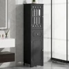 Tall Bathroom Cabinet, Freestanding Storage Cabinet With Drawer And Doors, MDF Board, Acrylic Door, Adjustable Shelf, Black 2