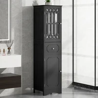 Tall Bathroom Cabinet, Freestanding Storage Cabinet With Drawer And Doors, MDF Board, Acrylic Door, Adjustable Shelf, Black 2