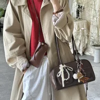 Sac à main de Bowling marron de grande capacité pour femmes, sac à bandoulière rétro Style coréen INS automne hiver, nouveau sac tendance 2025 2