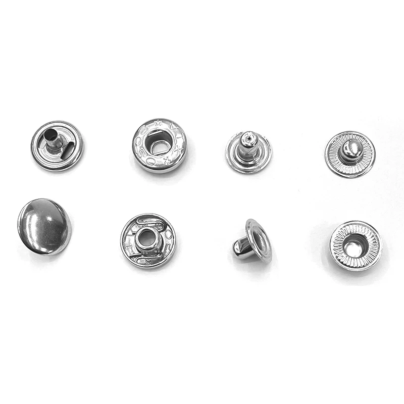 8050# Metal Stainless Steel  Snap Fastener Buttons Rivet Clasp Jacket Clothing Jeans Collar Belt Buckle 50 Sets Silver 3
