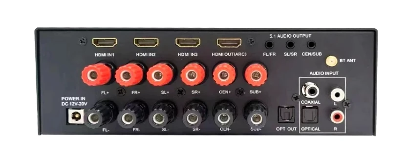 USB fiber optic Bluetooth AC3 DTS Dolby surround 5.1 channel audio decoder HDMI power amplifier all-in-one machine