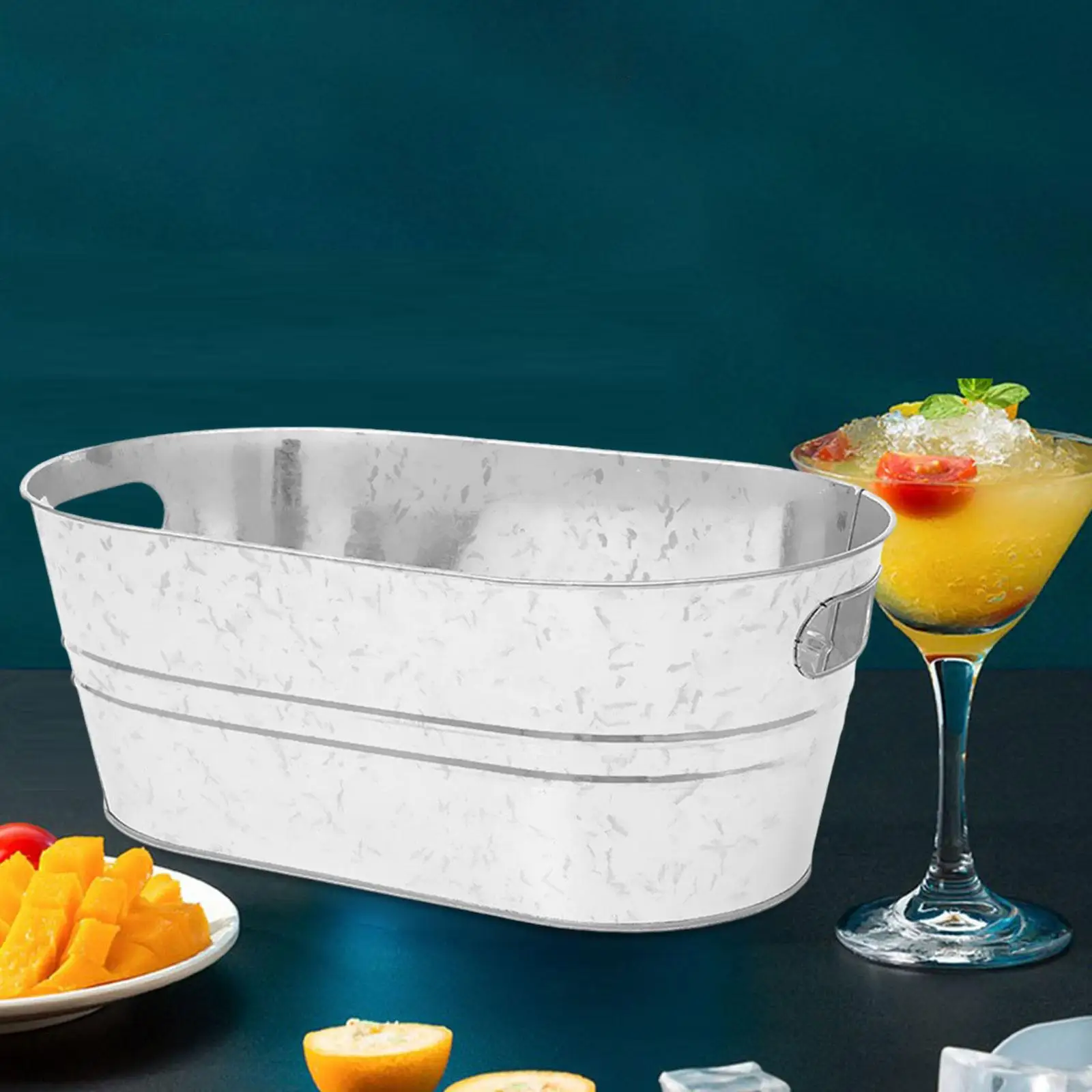 Galvanized Beverage Tub Large Long Galvanized Oval Tub for Beverage Party Parties Home Swim Pool Party Chilling Beer