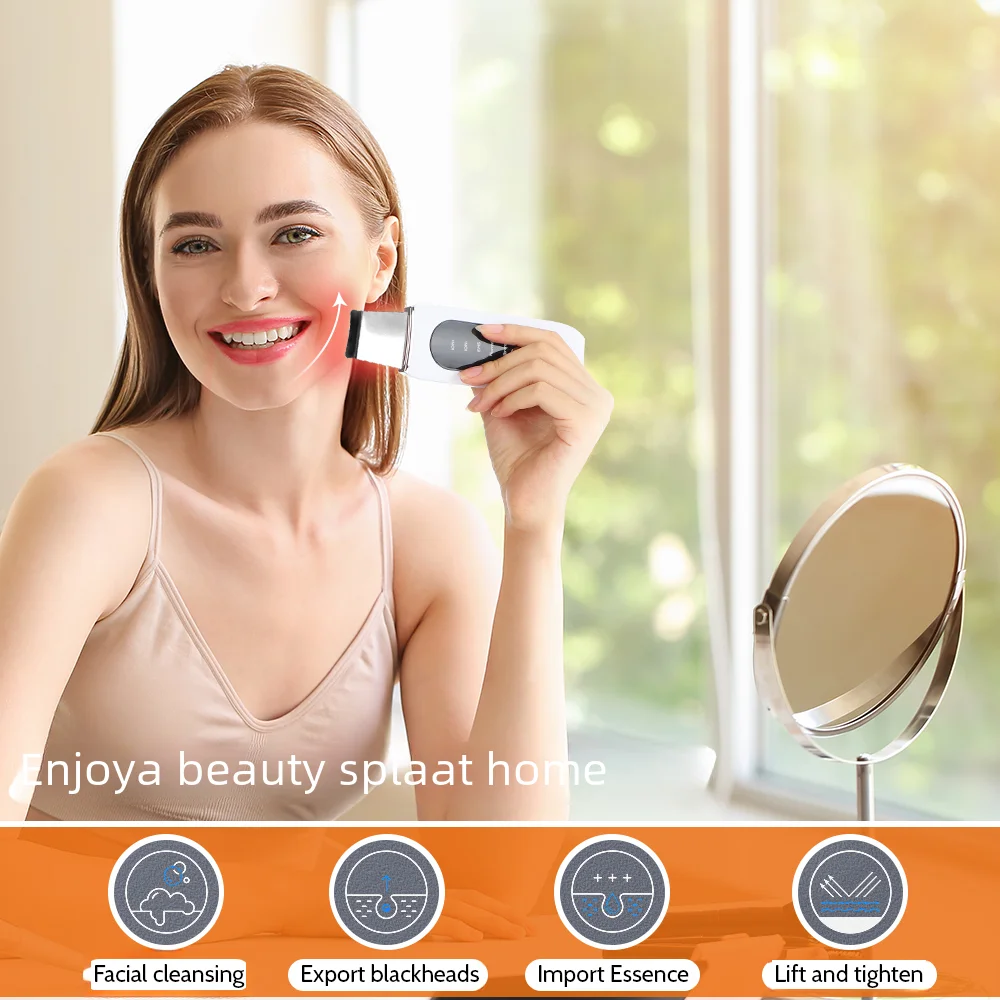 EMS Ultrasonic Cleaner Set Skin Scrubber Face Lifting Spatula Blackhead Remover Shovel Acne Pore Cleaning