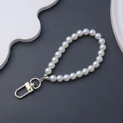 Elegant Imitation Pearl Beaded Wristband with Keyring (E)