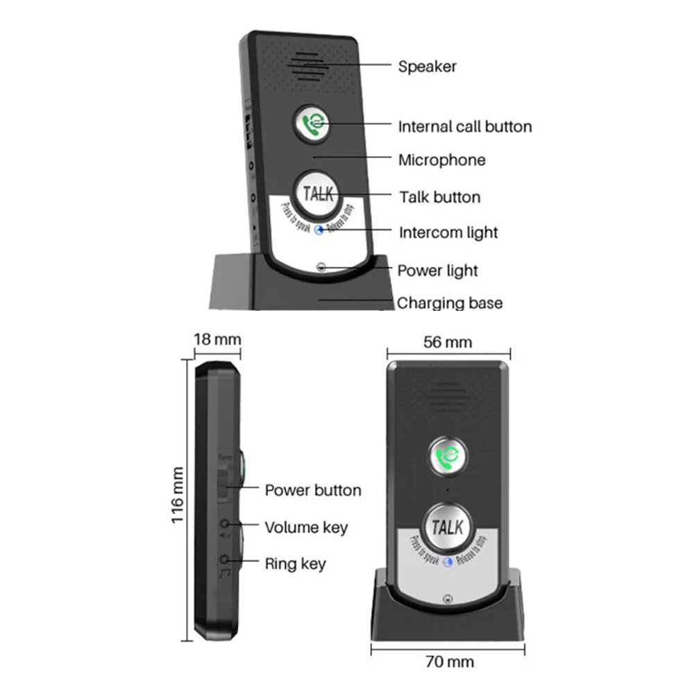 Wireless Intercoms for Home Voice Bidirectional Caller Ultra Long Distance Wireless Voice Interphone Elderly Caller