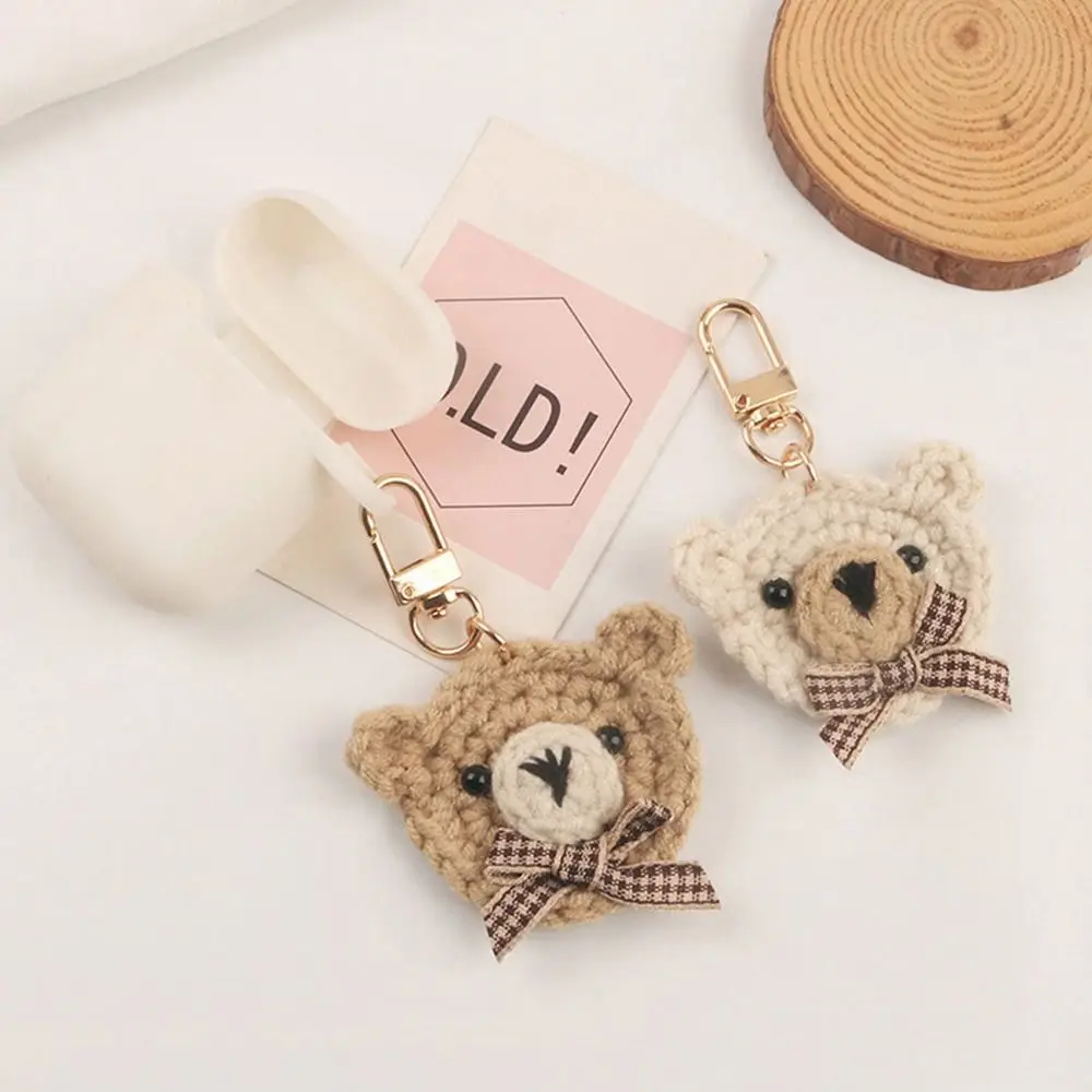 

Cute Bow Tie Bear Knitting Wool Cartoon Key Ring Schoolbag Pendant Girls Key Chain Bag Pendant Korean Style Key Chain