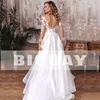 Elegant A-Line Wedding Dress Women Open Back V-Neck Lace Long Sleeve Side Split Tulle Bridal Gown Vestidos De Noiva Customized 2