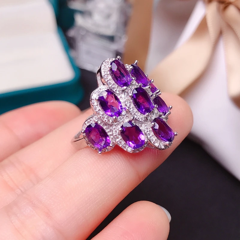Simple and exquisite 925 Silver Amethyst Ring special price to attract attention |