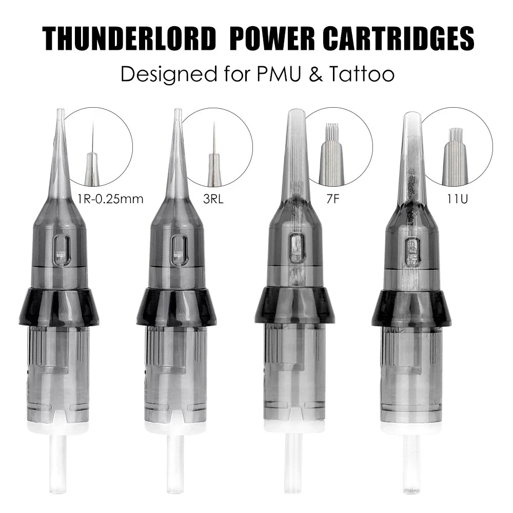 Tattoo Needles tattoo cartridge needles Hot Thunderlord Power Tattoo Needle Liner Shader Permanent Makeup Tattoo Cartridge 1R 7F For Universal Machine Pen