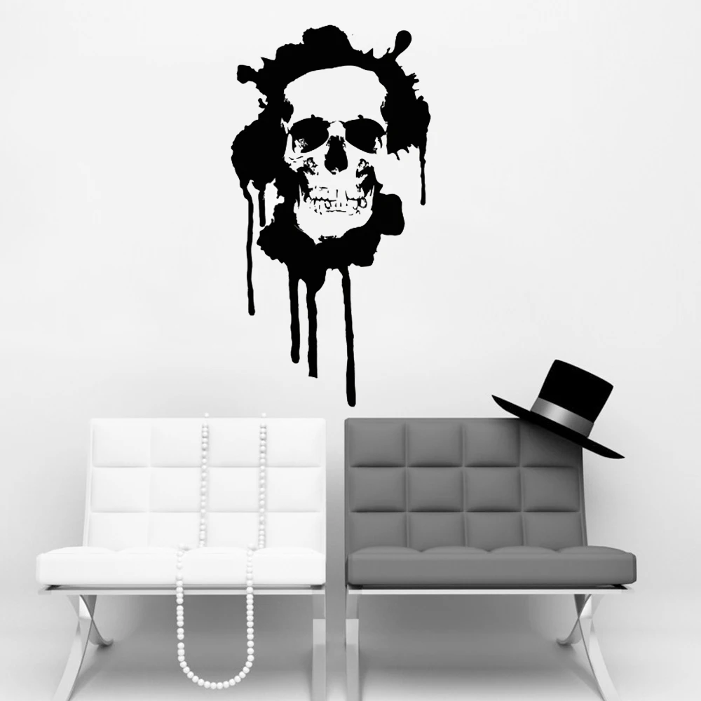 Skull Bone Wall Decal Style Modern Grunge Teens Bedroom Man Cave Bar Party Interior Decor Door Window Vinyl Stickers