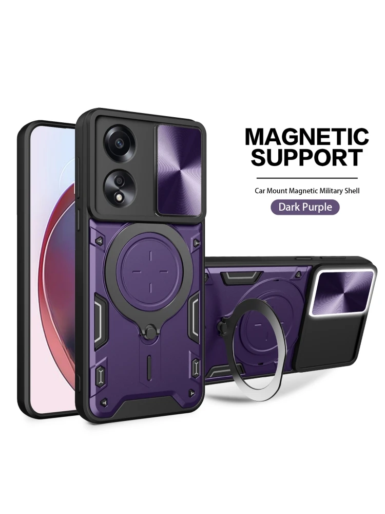 Premium Phone Case with Metal Swivel Stand and Slide Camera Protector