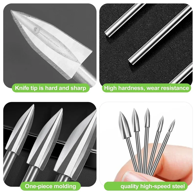 Juego De 6 Brocas Para Tallado De Madera KZQ Para Herramienta Rotativa Dremel Accesorios Para Brocas De Grabado Herramienta De Pulido De Madera Con Vastago De 3 Mm Para Tallado Perforacion Y Micr 88863133