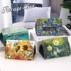 Leather Tissue Holder Oil Painting Tissue Box Bedroom Kitchen Storage Box Napkin Holder For Home Office Desk Decoration 4
