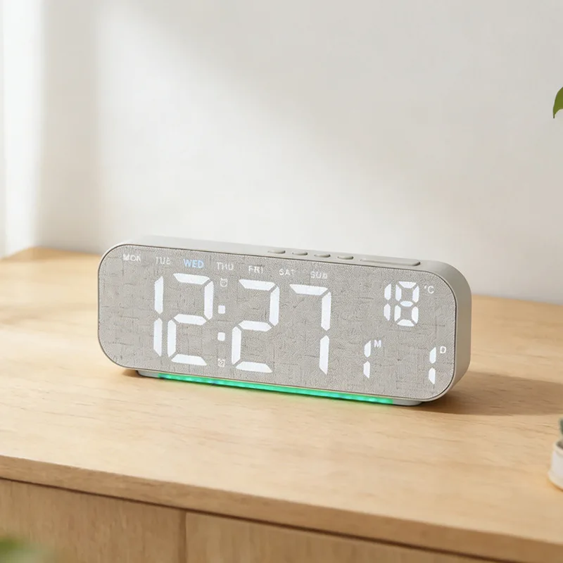 Enhanced Digital Wooden Alarm Clock with Countdown, Temperature Display, and Dual Alarm Function