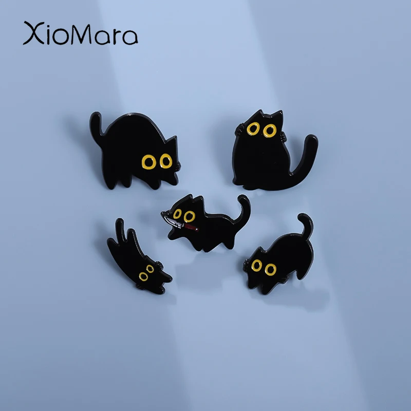 Lot De 4 Broches Chat Noir Halloween – Alliage, Design Mignon, épingles Décoratives Pour Vêtements Et Sacs - 5