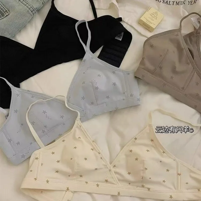 Thin Section of the French Triangle Cup Underwear Small Breasts Gathered Anti-Sagging Without Steel Ring Rabbit Ears Girls Bra 3