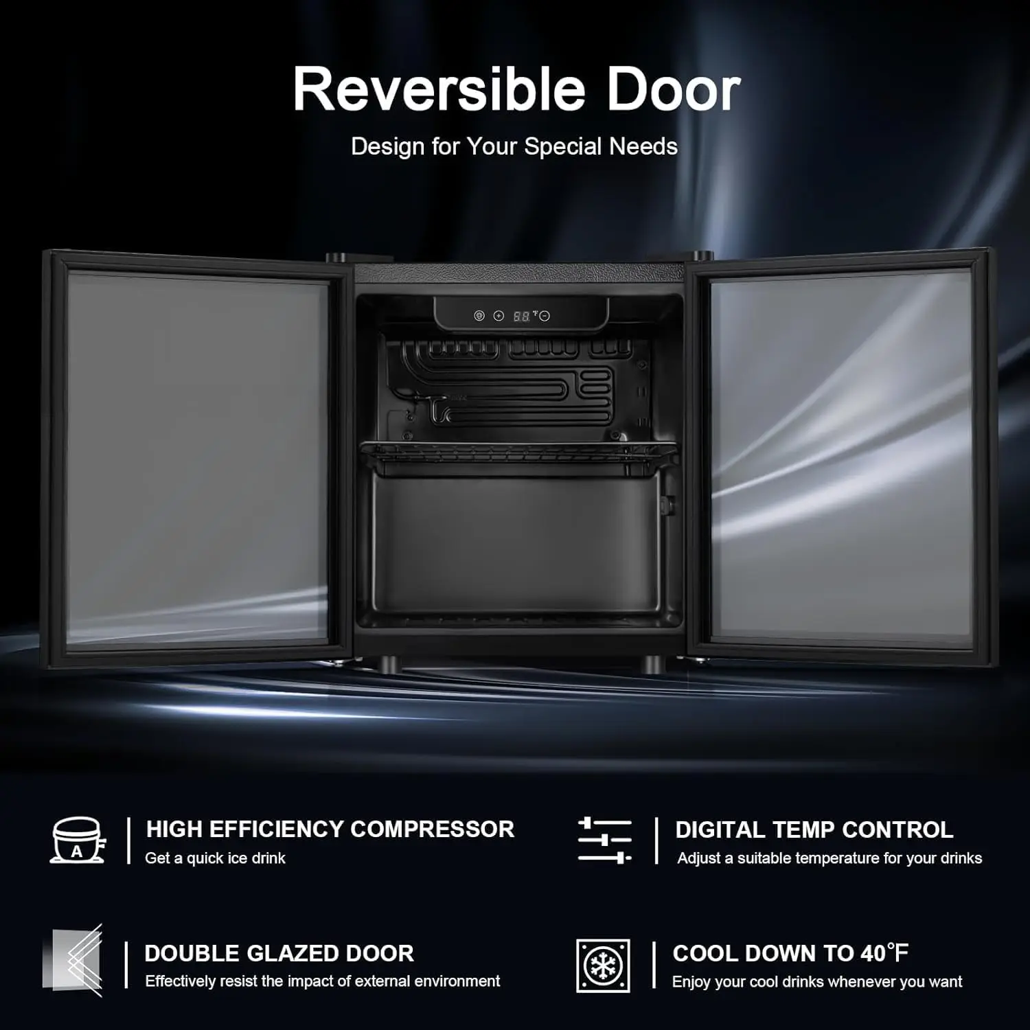 Wine Cooler/Cabinet, Mini Drink Fridge, Clear Front Glass Door Counter To