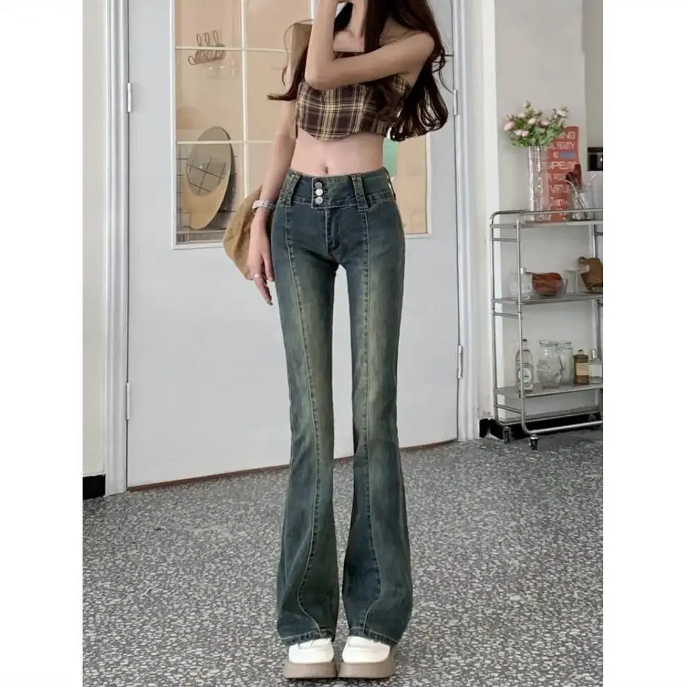 

new spring autumn fashion casual cotton plus size brand female women girls high waist flare jeans