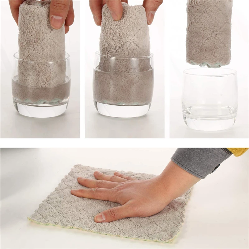 LMETJMA 10pcs Kitchen Cloth Dish Towels Super Absorbent Coral Velvet Dishtowels Nonstick Oil Washable Fast Drying JT224 BEST SELLERS