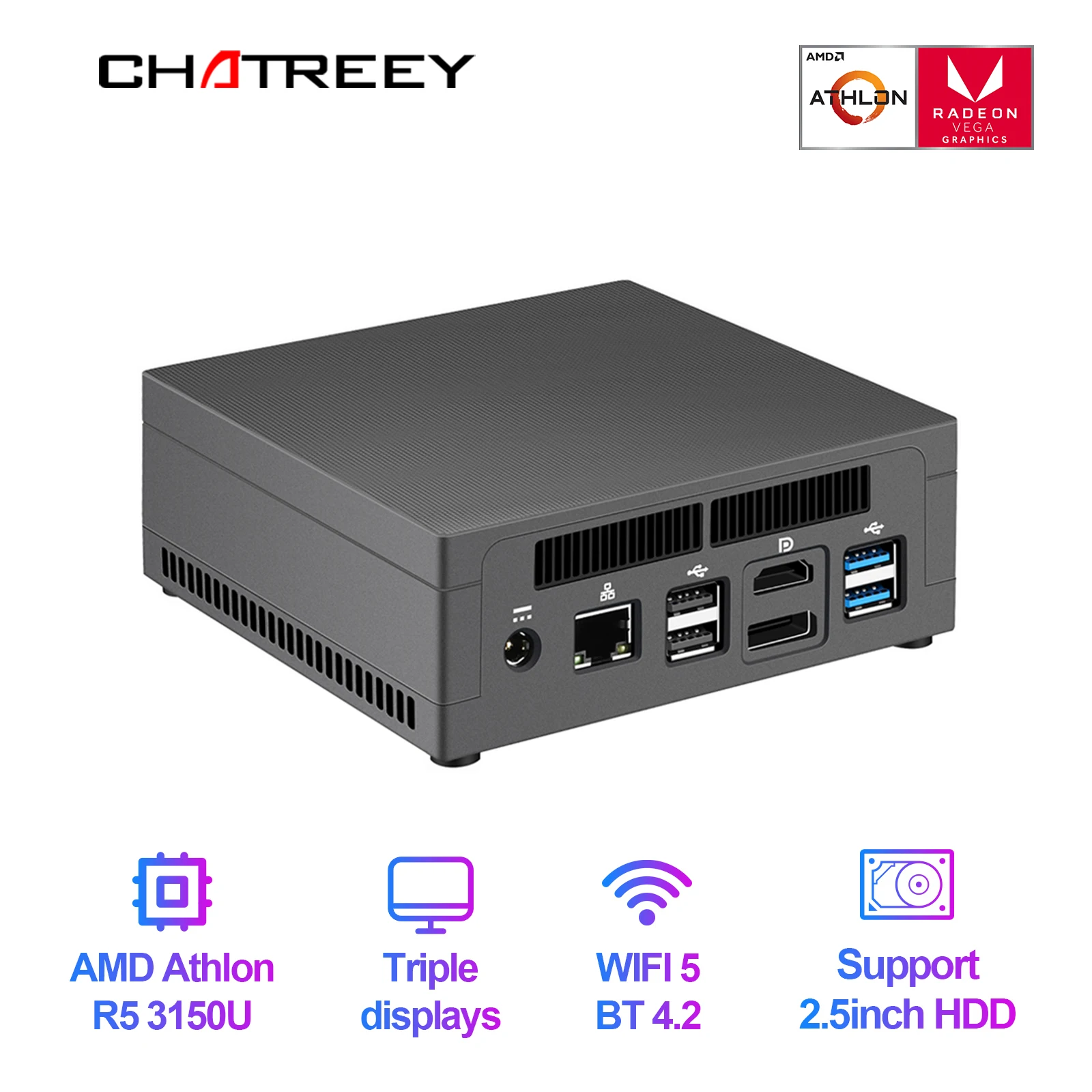 Chatreey Amd Ryzen R7 2700u Mini Pc With Vega 10 Graphics 4k Uhd Nvme