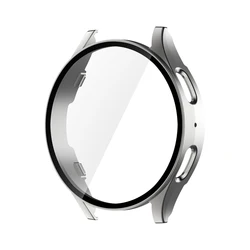 Premium Tempered Glass and Hard Matte Protective Case with Screen Protector Bumper Shell for Galaxy Watch 7 40mm (Titanium)