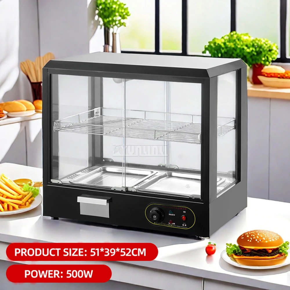Commercial Cooked Food Cabinet Heat Preservation Cabinet Desktop 3-layer Food Display