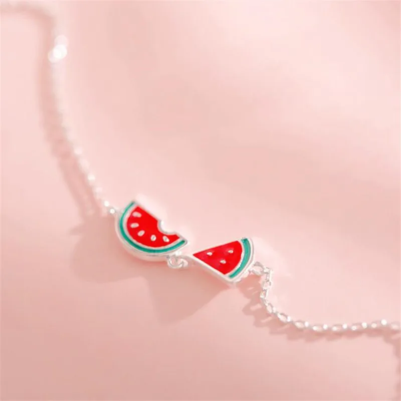 New Arrival Sweet Cute 925 Sterling Silver Watermelon Fruit Open Bracelets For Women Girl Jewelry Gift XB081