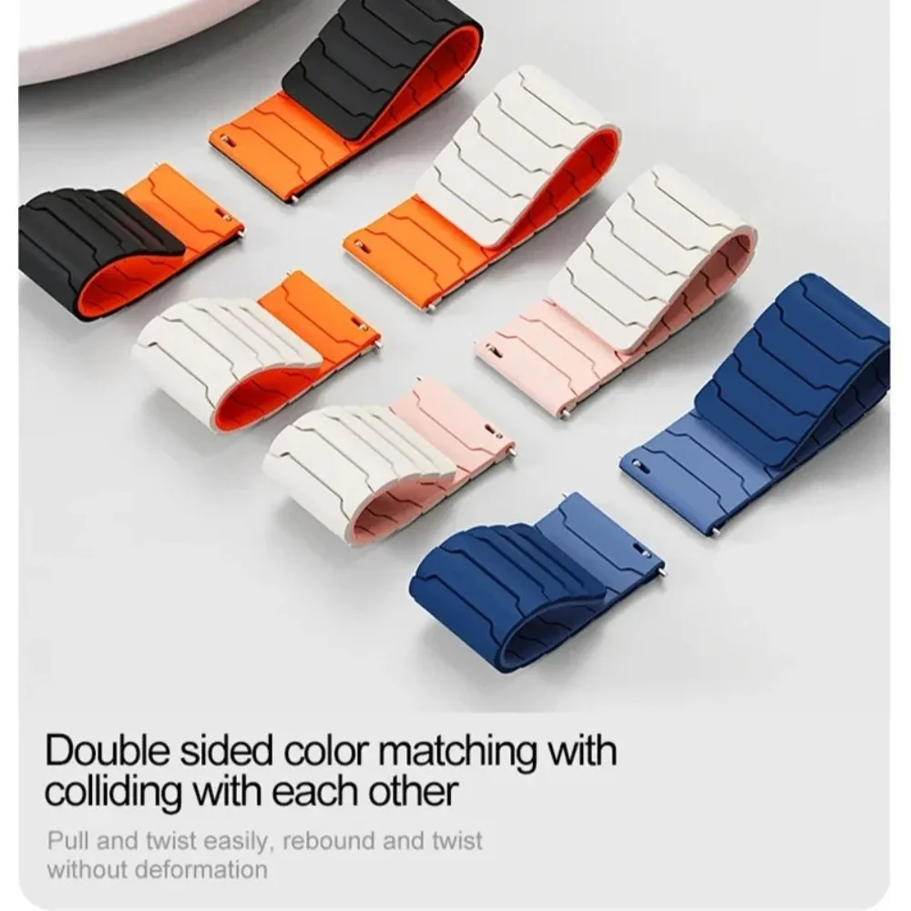 Magnetic Silicone Sports Wristband - 20/22mm Strap