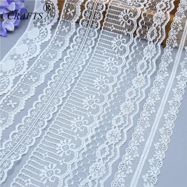 5Yard/Lot High Quality White Elastic Lace Ribbon Trims Underwear Lace Trim  Embroidered For Sewing Decoration african lace fabric