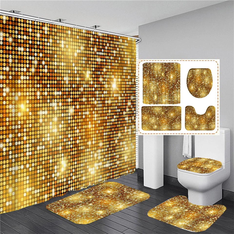 Set Bagno 4 Pezzi Con Tema Pappagallo Tropicale - Tenda Doccia 183x183 Cm, Tappeto, Copriwater E Tappetino, Con 12 Ganci, Impermeabile, Poliestere - 4