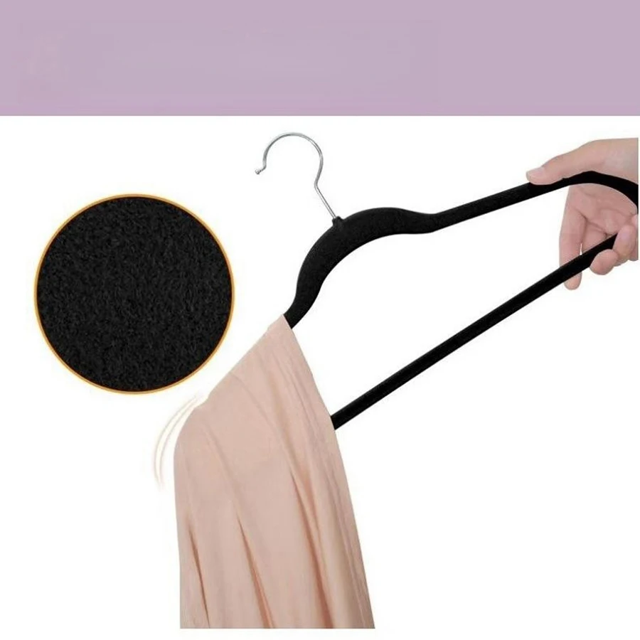 Non-Slip Suit Hanger, Velvet Prevents Movement and Slippage, Slim and Durable, Maximizes Wardrobe Space, Black/Gray - Pack of 20 5