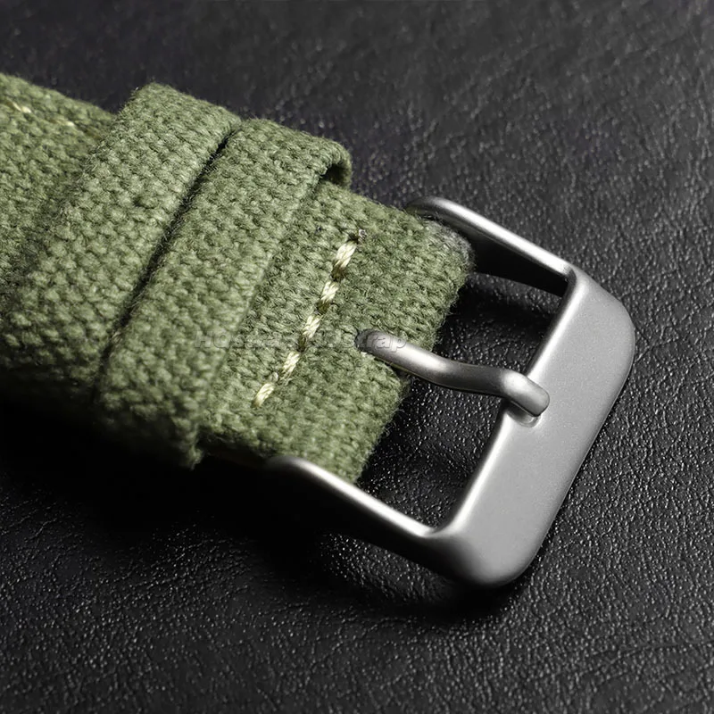 Nylon & Leather Quick Release Military Sport Watch Band - Universal Replacement Strap