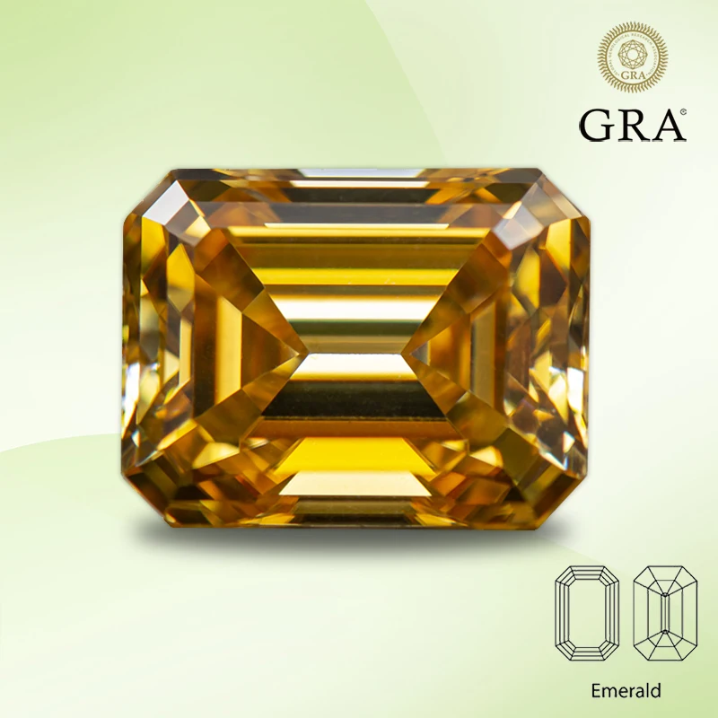 Moissanite Diamond Color Champagne Emerald Cut Lab Ha Creato Pietre Preziose Per Materiali Avanzati Per La Creazione Di Gioielli Con Certificato Gra