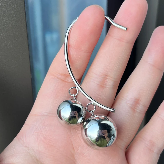 Single Design Metal Stainless Ball Hook Earrings Trendy