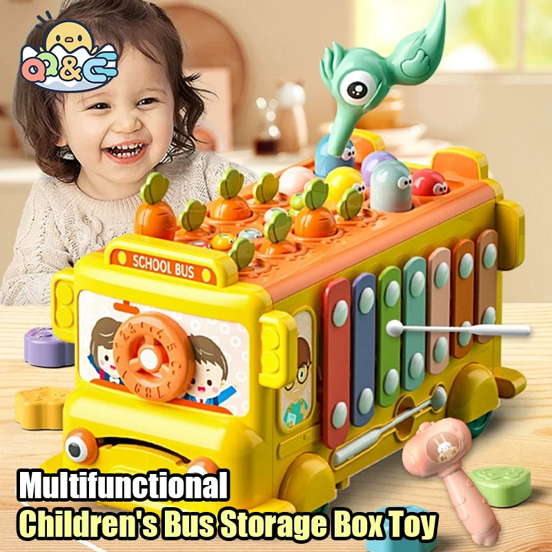 ABS Multifunctional Children's Bus Toy with Xylophone and Sorting