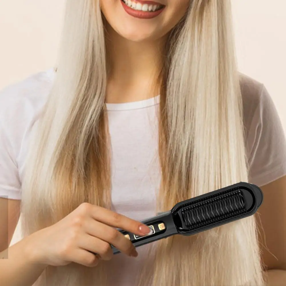 

Hair Straightening Brush With LCD Display 2-in-1 Adjustable Temperature Healthy Hair Reduce Heat Damage Straightening Comb
