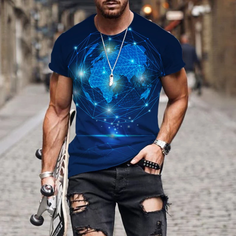 

New Summer 3D Printing Men'S/Women'S Hip-Hop Street AI technology illustration T-Shirt Oversized T Shirt Street Men'S Shirt Tops