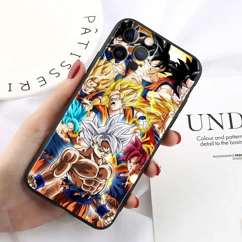 thumbnail image 1 of Funda de teléfono de Anime de Dragon Ball Z Saiya, cubierta negra para Apple iPhone 15, 14, 13, 12 Mini, 11, XS Pro Max, X, XR, 8, 7, 6 Plus, SE, 1 of 5