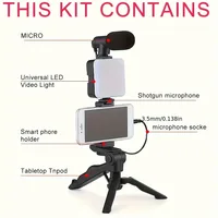 Smartphone Vlogging Kit With Tripod Phone Holder Mini Microphone LED Fill Light Starter For TikTok Live Stream Video YouTube - Image 5