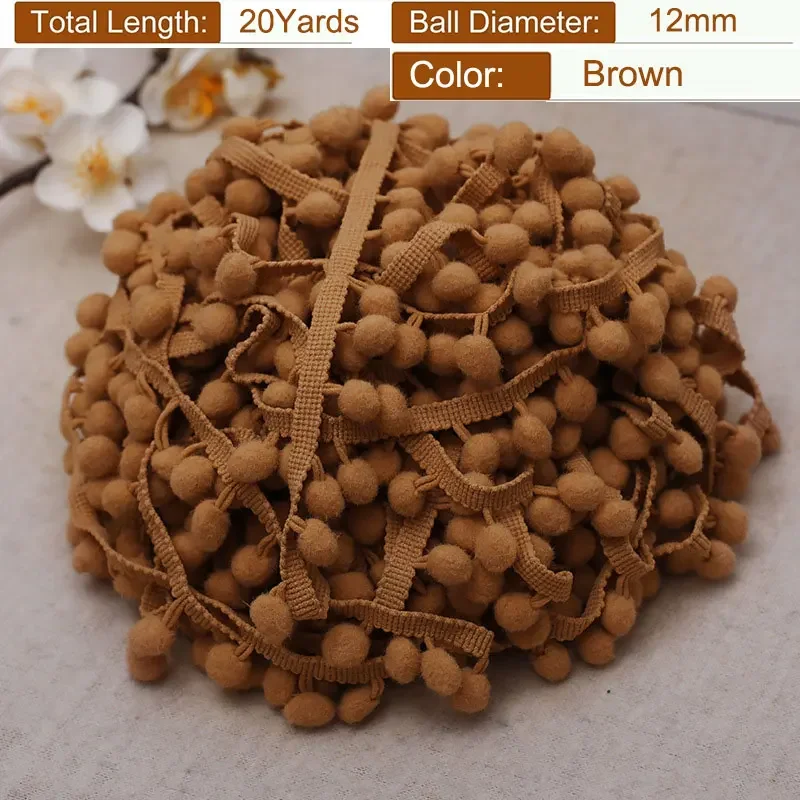 Tiny Pom Pom Ball Fringe Trim Lace for DIY Crafts and Home Decor, 20 Yards, 25mm Width