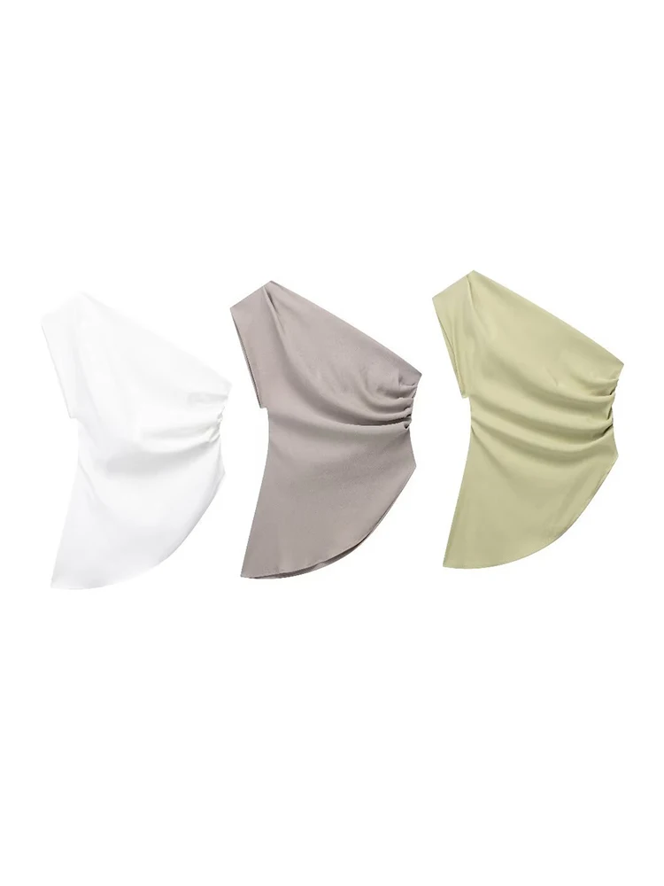 

Новинка 2023, асимметричная женская футболка, модный трендовый темпераментный топ с открытыми плечами для девушек знаменитостей